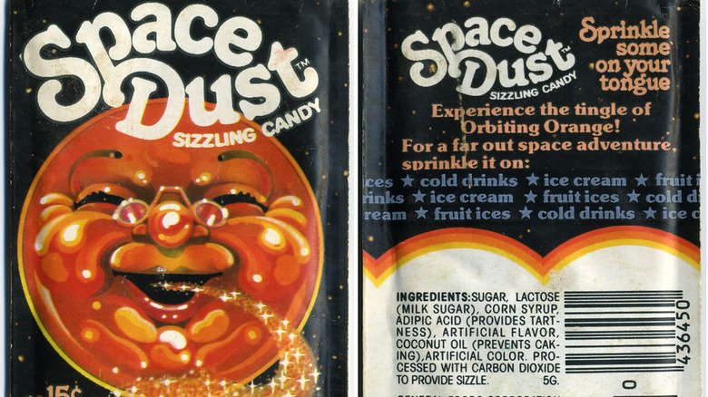 front and back of Space Dust candy pack