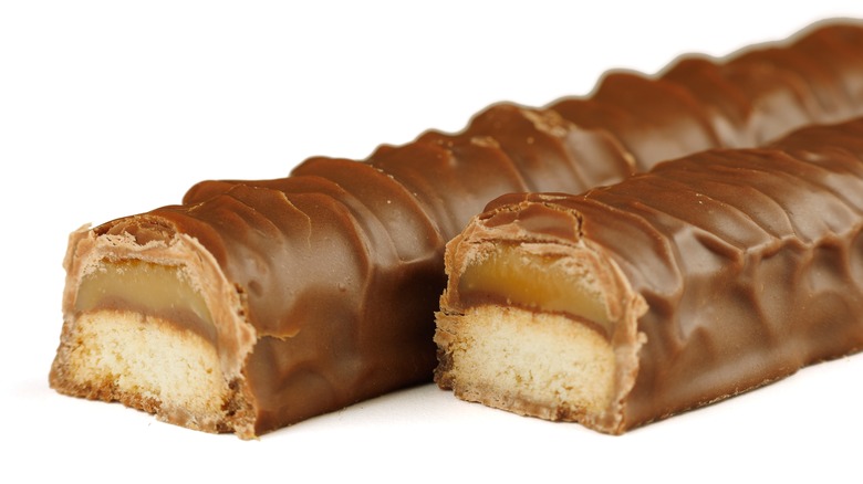 Cross-section of two Twix candy bars