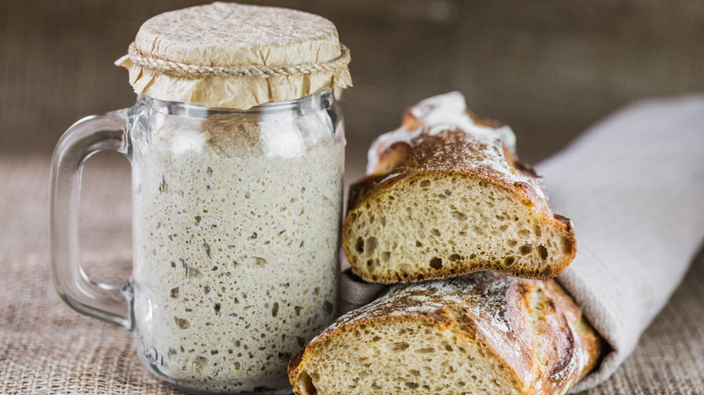 Jar of yeast with bread