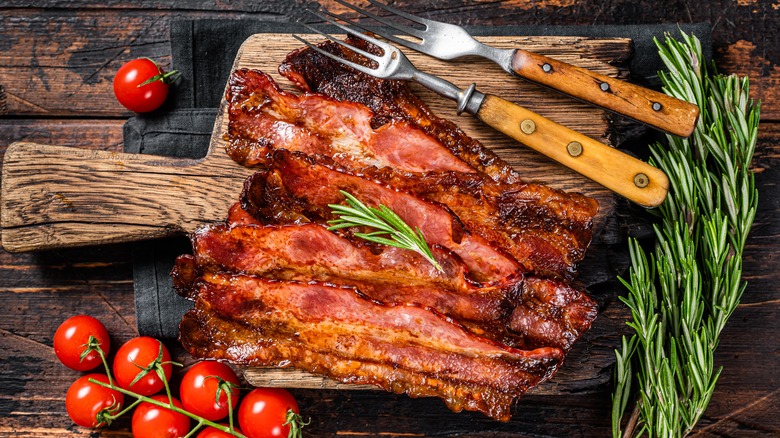 Bacon on cutting board