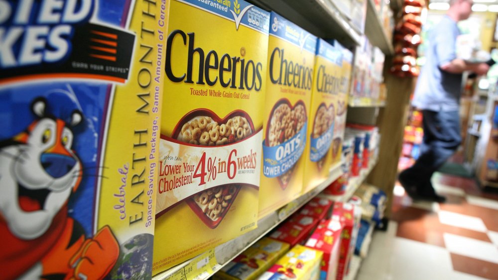 A snapshot of cereal boxes at a grocery store