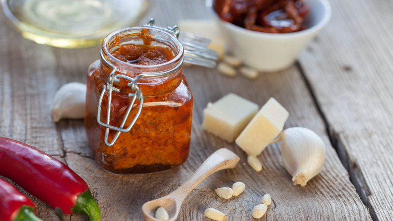 rustic red pesto board