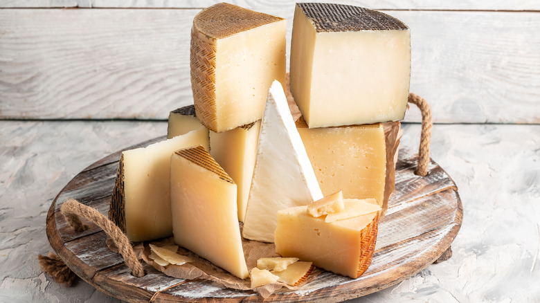 A selection of different European cheeses 