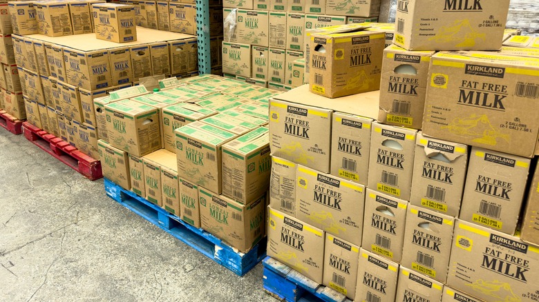 Boxes of Kirkland Signature milk