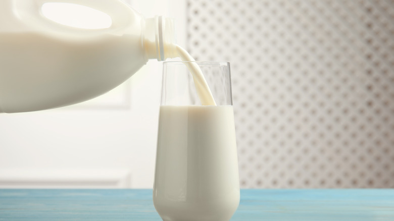 Milk pouring into glass