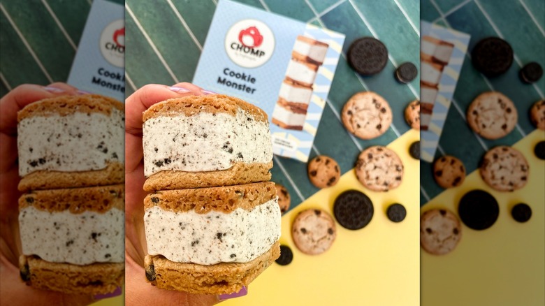 Cookie Monster ice cream sandwich