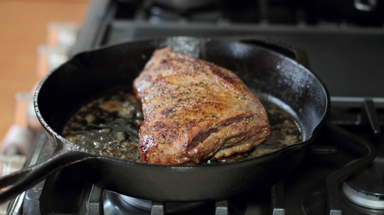 Steak in a cast iron pan