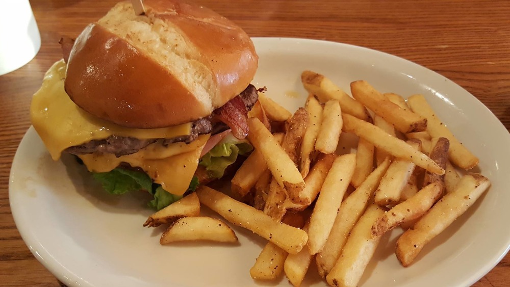 Cracker Barrel Maple jam bacon burger