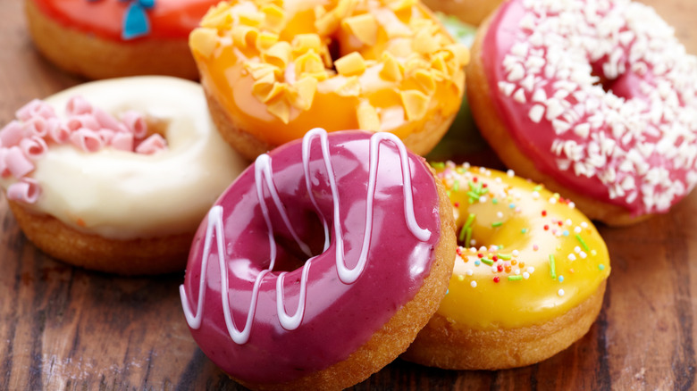 colorful donuts stacked