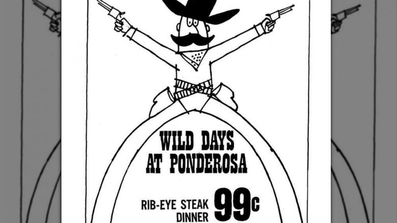 Vintage cowboy ad for Ponderosa Steakhouse