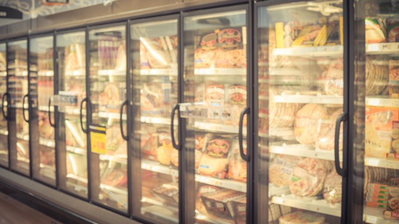 frozen food aisle at grocery store