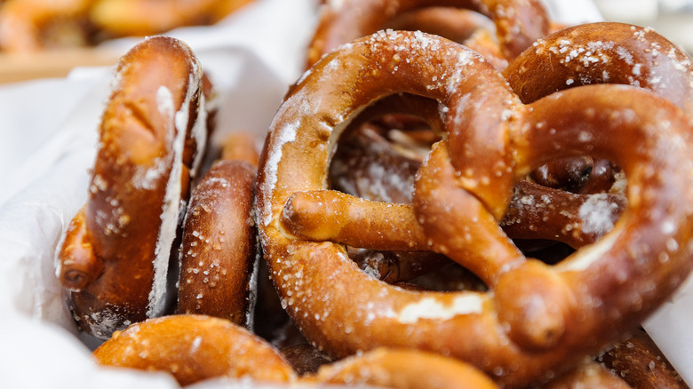 Freshly baked soft pretzel