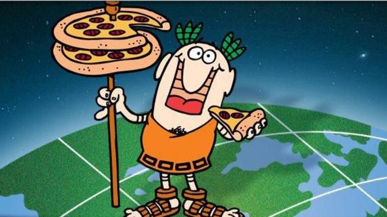 Little Caesars mascot on globe