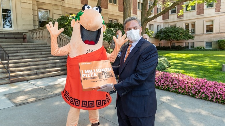 Little Caesars mascot and man