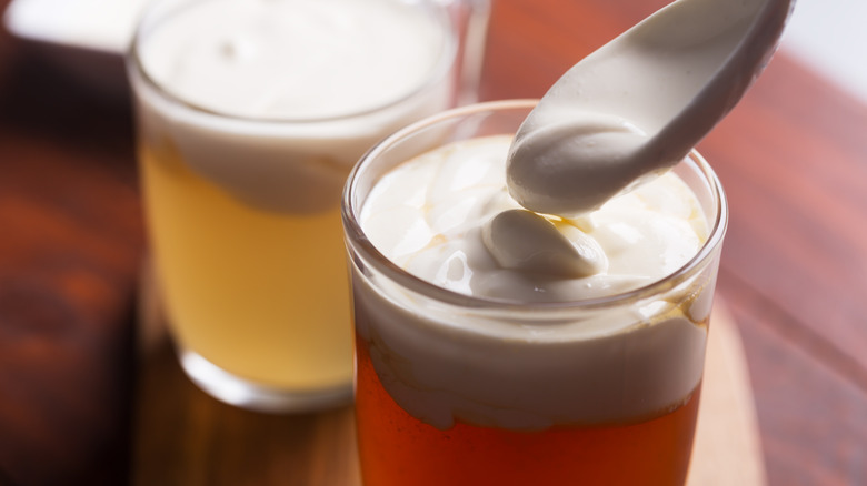 cheese foam topping on cheese tea