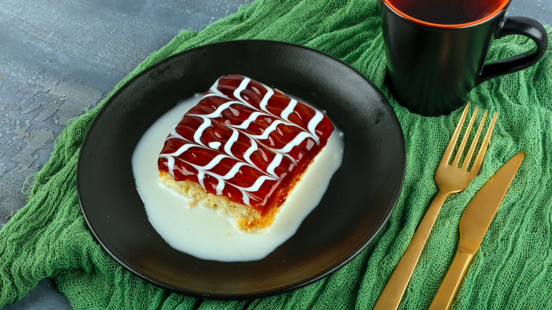 sponge cake soaking in milk