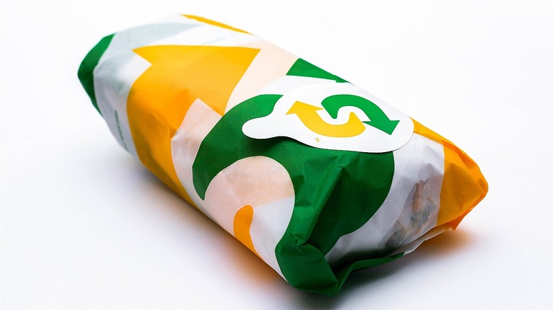 Subway sandwich in a wrapper