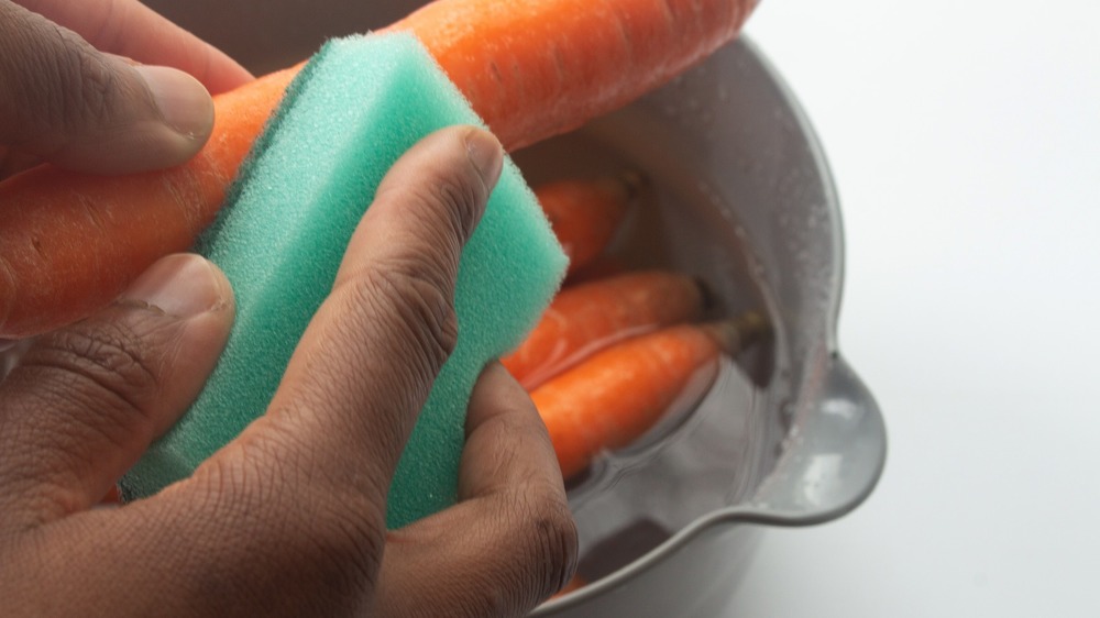 washing carrots for roasted carrots recipe