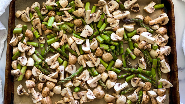 veggies ready to roast on pan