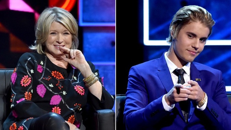 Martha Stewart and Justin Bieber at Bieber's 2015 Comedy Central roast