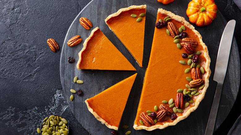 Sliced pumpkin pie