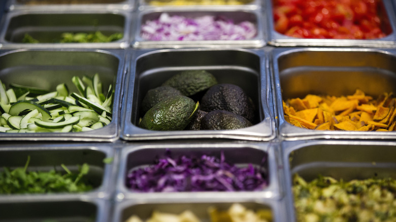 Salad bar items and toppings