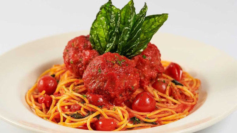 spaghetti and meatballs dish