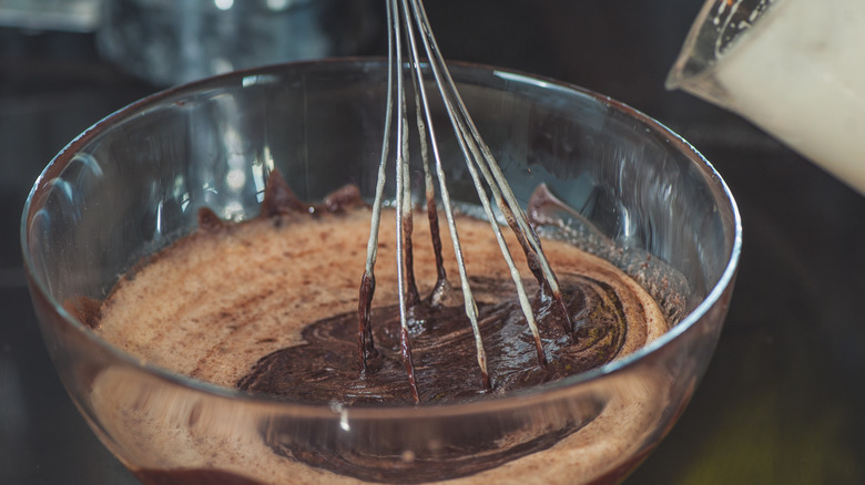 blending the mixtures for lava cake 