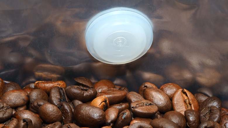 degassing valve inside coffee bag