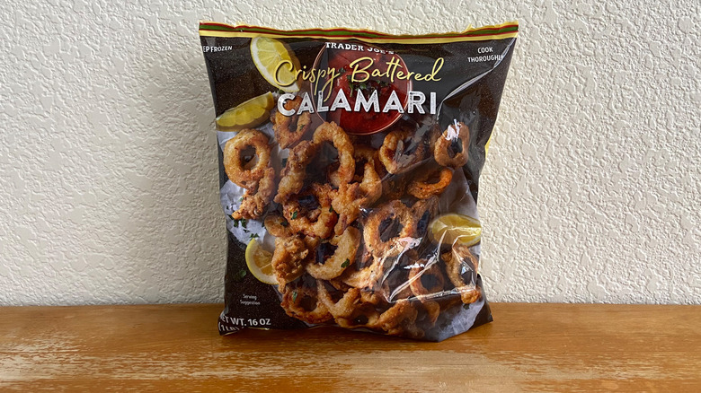 Trader Joe's calamari bag on table