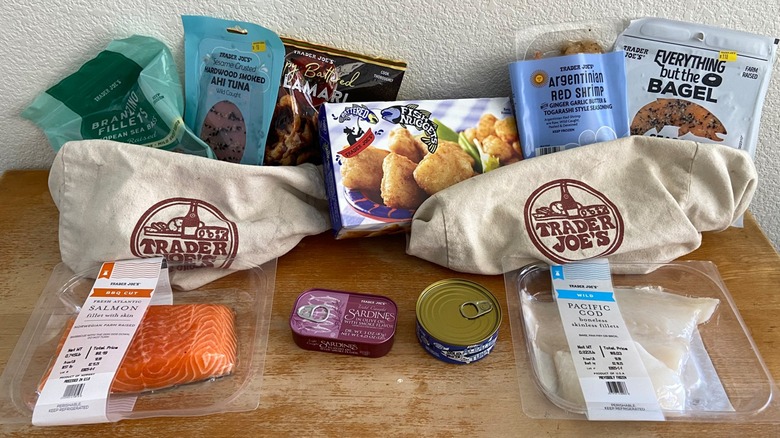 Trader Joe's seafood products on table