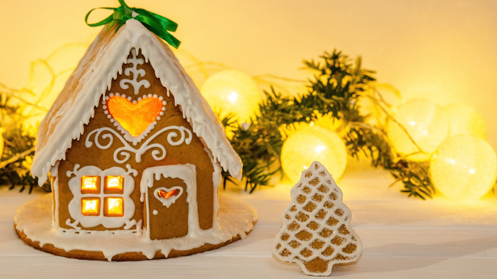 Gingerbread house with sugar glass panes