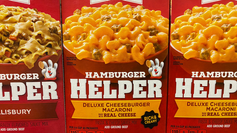 Hamburger Helper boxes in store