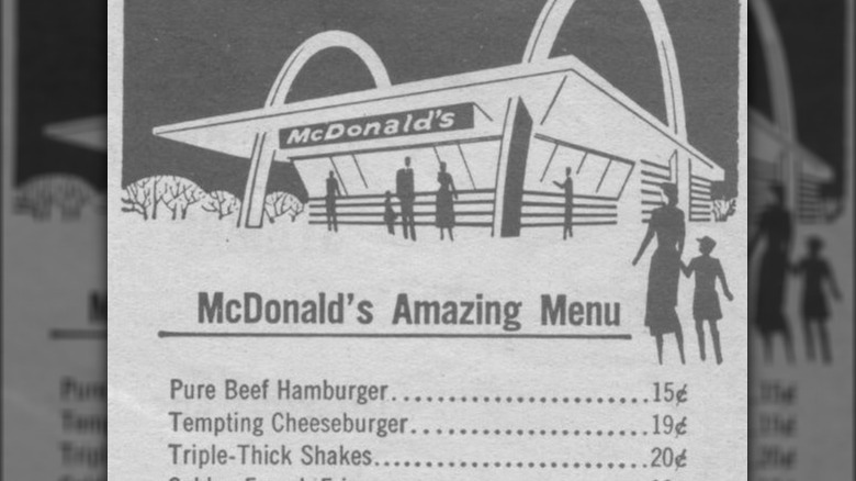 A grey paper menu listing McDonald's foods