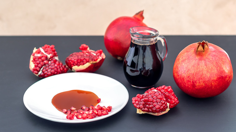 Pomegranate molasses on a plate