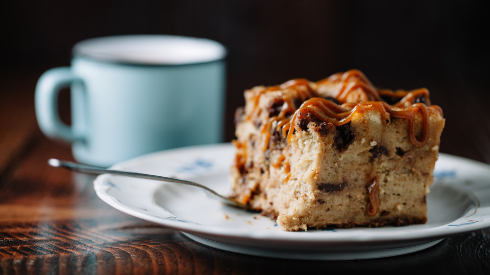 Bread pudding with sauce