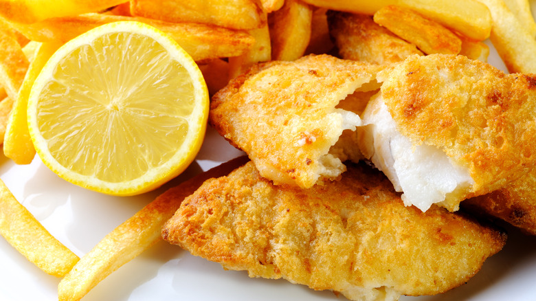 Crispy fried fish and fries