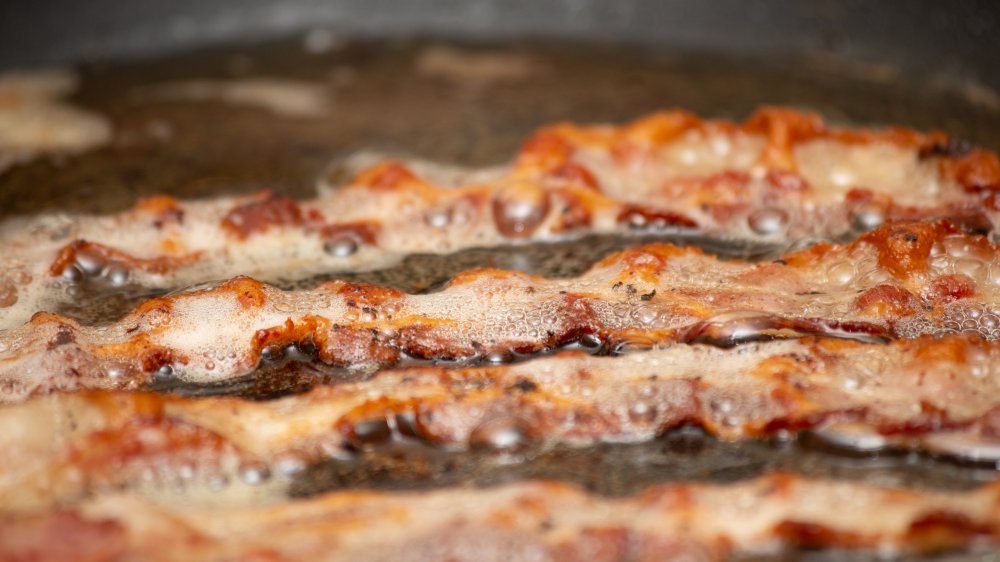 Bacon frying in grease
