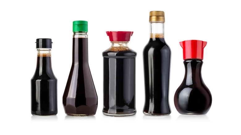 Various bottles of soy sauce