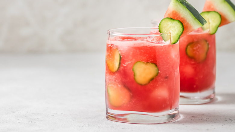 Watermelon and cucumber cocktail 
