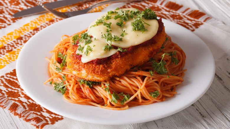 A homemade chicken parm sandwich