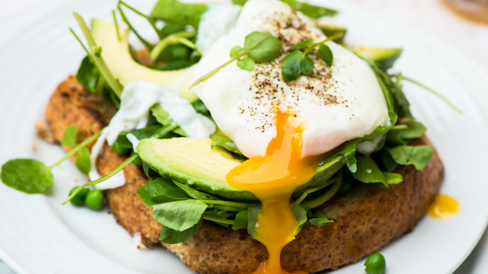 Poached eggs on avocado toast 