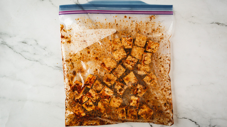 bag of marinated tofu