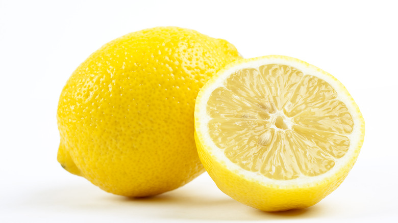 cut lemon in white background