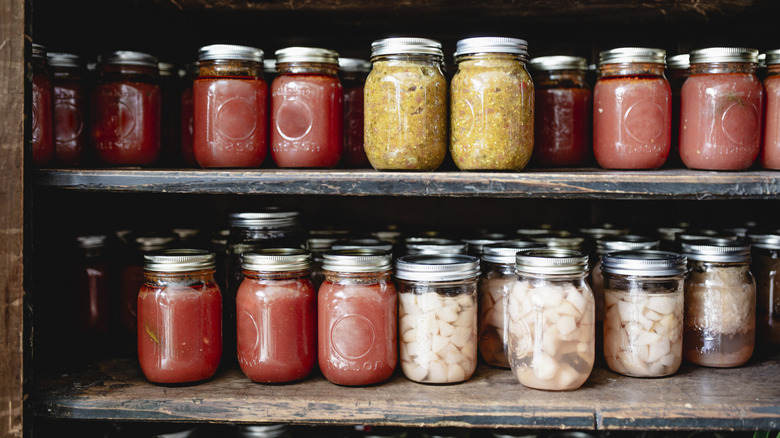 rows of canned goods