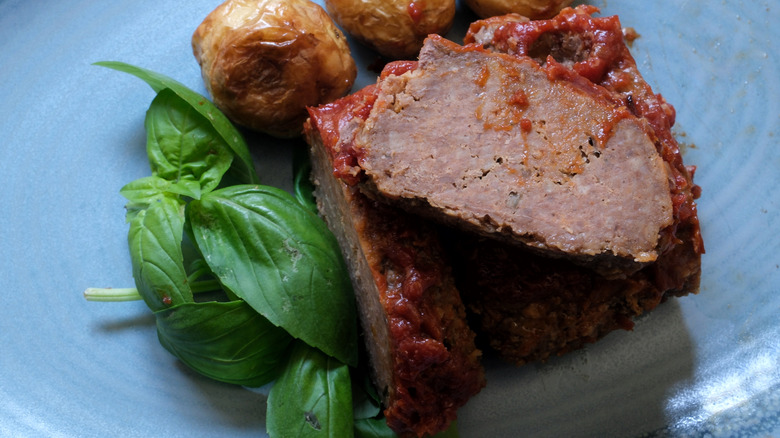 homemade meatloaf with potatoes