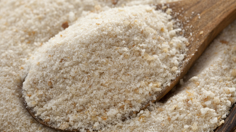 breadcrumbs in spoon close up