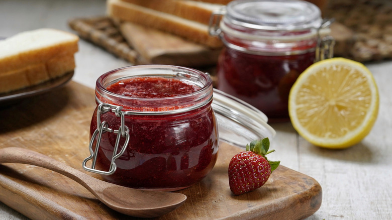 Strawberry jam in jar