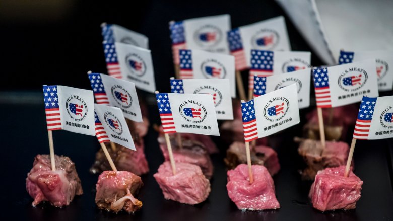 Kobe beef with American flags