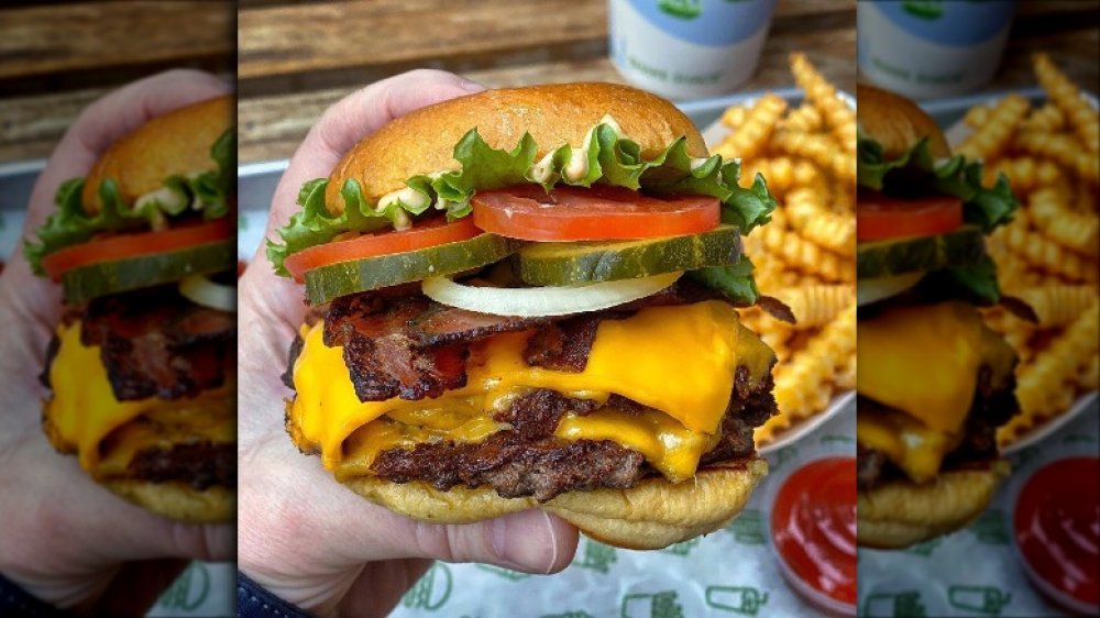 shake shack burger with added toppings